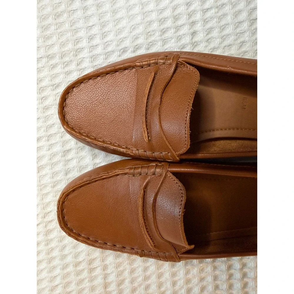 Coach and Four Penny Loafers Women 6.5M Brown Leather Made in Italy Moc Toe